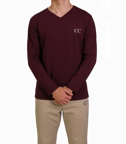 Maroon Full Sleeve Basic T-Shirt