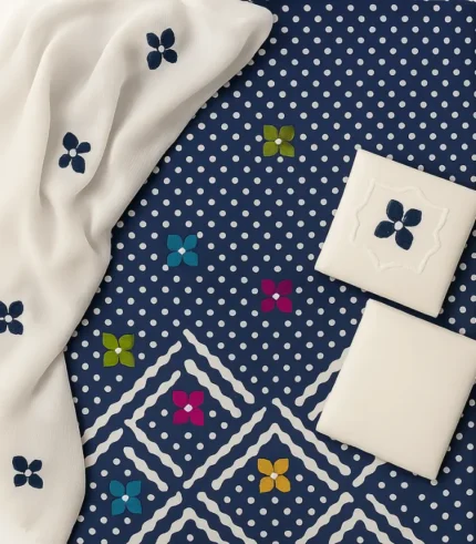 Blue 3PC Applique Suit – Goli Dupatta